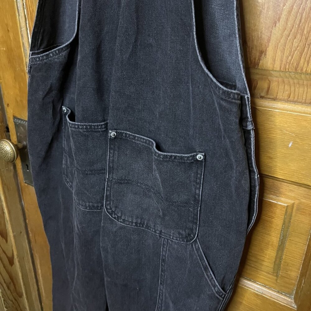 Old Navy Women's Overalls Black 14 Side Button Down Full Length Straight Leg - Picture 7 of 8